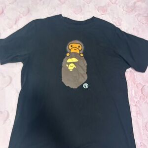 Bape Black Tee with Baby Milo logo.